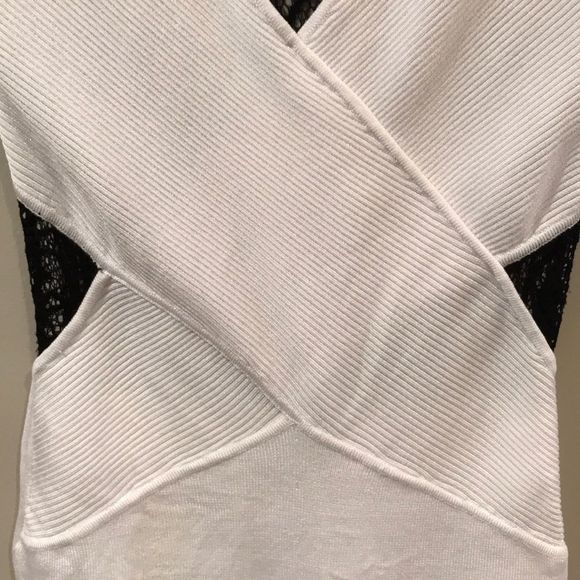 💫4/30 BEBE Ribbed Bandage Lace Panel Dress - Picture 5 of 8